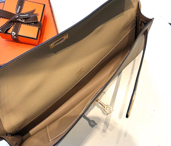 HERMES KELLY CUT CLUTCH BAG TRENCH EPSOM GOLD HARDWARE