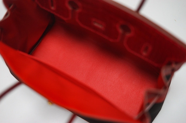 Hermes Birkin Touch 35 Red Shiny Niloticus Crocodile & Red Epsom leather / Black Toile with Gold Hardware