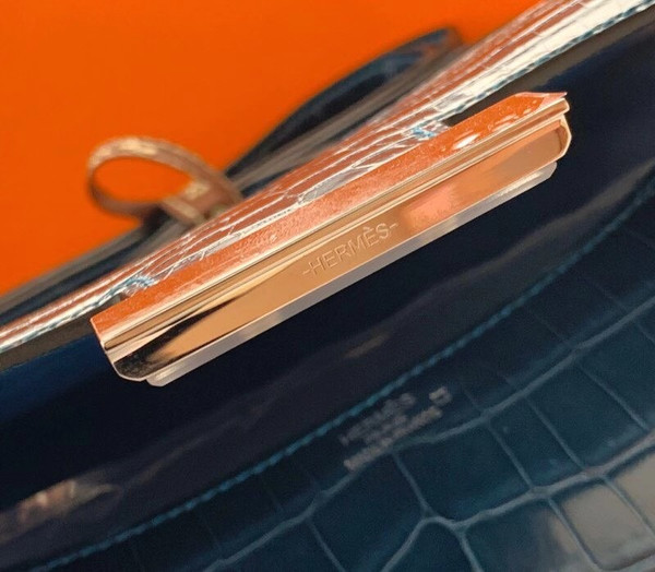 Hermes 1P Duck Blue Constance 18 Alligator with Palladium Hardware