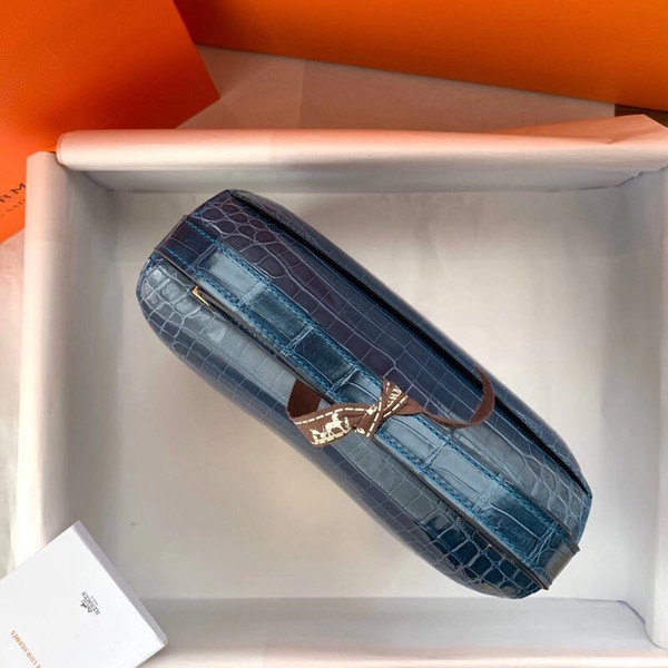 Hermes 1P Duck Blue Constance 18 Alligator with Palladium Hardware