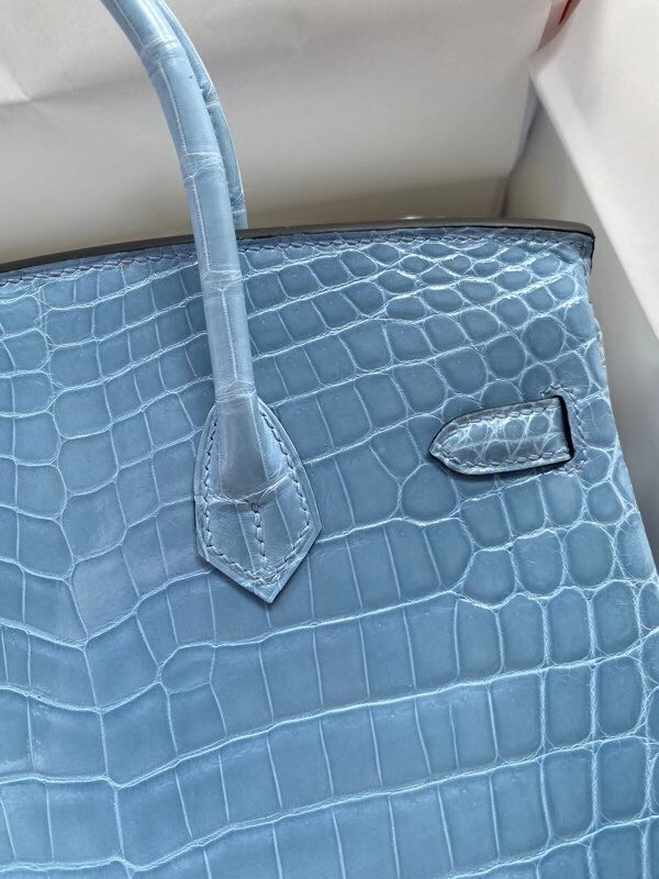 Hermes P3 Bleu Du Nord Birkin Bag 25cm Niloticus Crocodile Palladium Hardware