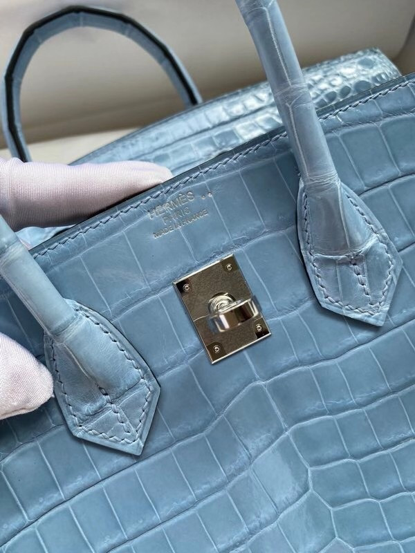 Hermes P3 Bleu Du Nord Birkin Bag 25cm Niloticus Crocodile Palladium Hardware