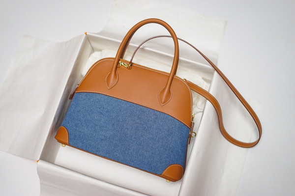 HERMES BOLIDE 31 2WAY HAND BAG BI-COLOR BOX CALF TOILE JEAN