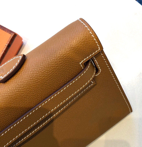 HERMES KELLY CUT CLUTCH BAG GOLD EPSOM PALLADIUM HARDWARE