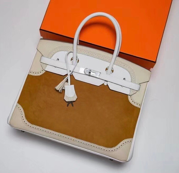Hermès Special Order Craie Swift & Suede Birkin Ghillies Bag 35cm