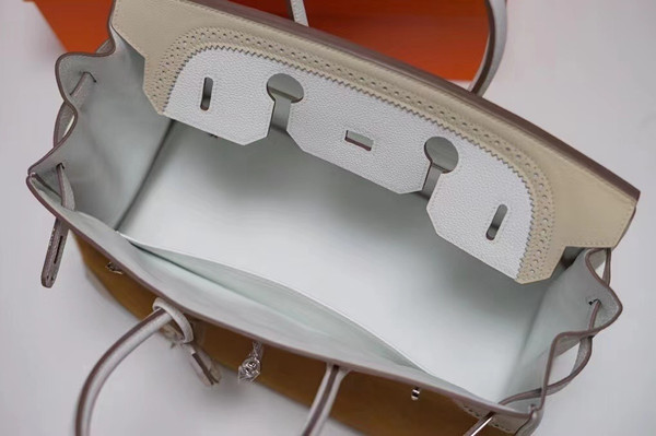 Hermès Special Order Craie Swift & Suede Birkin Ghillies Bag 35cm