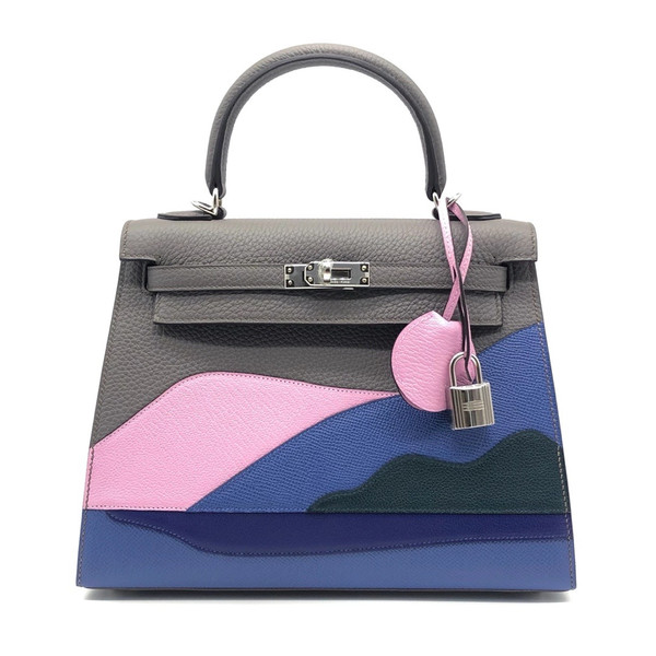 Hermes Special Order Endless Road Night Kelly 25 cm Epsom Palladium Hardware