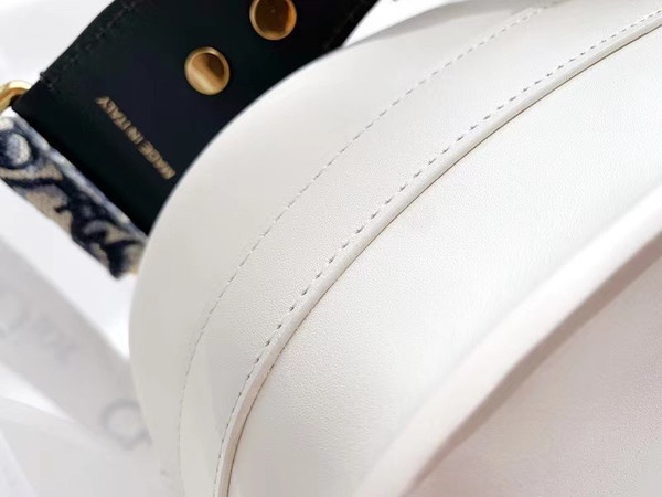 Christian Dior LARGE DIOR BOBBY BAG White Box Calfskin with Blue Dior Oblique Embroidered Strap