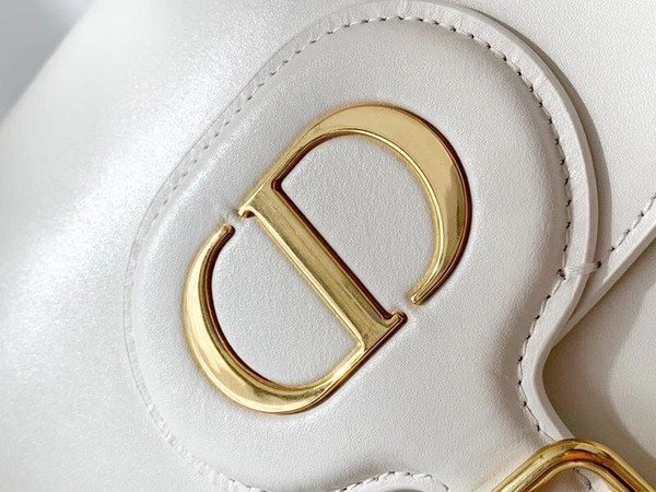 Christian Dior LARGE DIOR BOBBY BAG White Box Calfskin with Blue Dior Oblique Embroidered Strap
