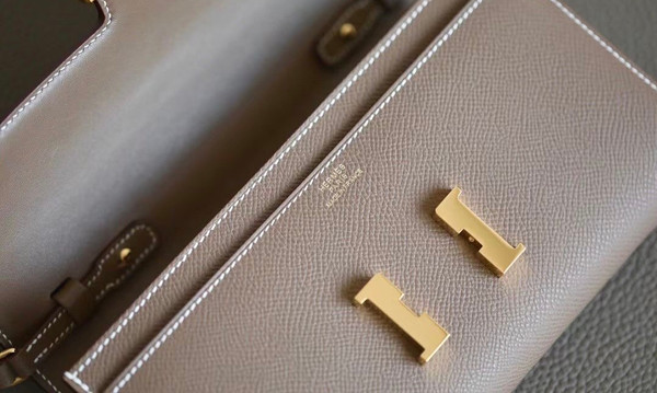 Hermes Etoupe Constance Long To Go wallet Epsom Leather Gold Hardware