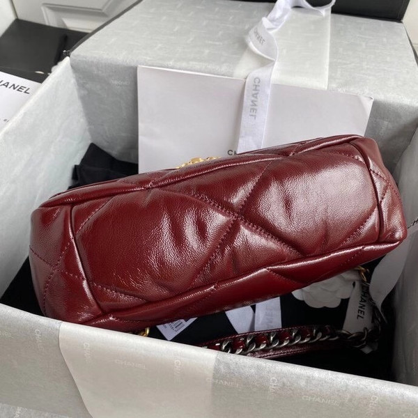 CHANEL 19 Flap Bag with Burgundy Shiny Crumpled Calfskin