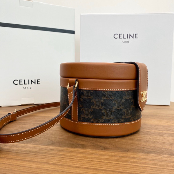 Celine MEDIUM TAMBOUR BAG IN TRIOMPHE CANVAS