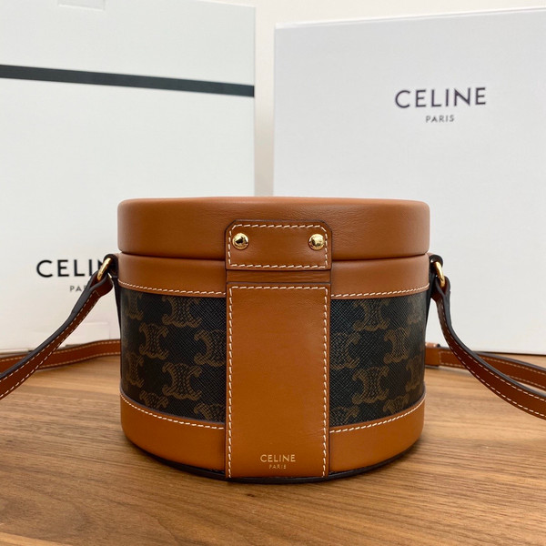 Celine MEDIUM TAMBOUR BAG IN TRIOMPHE CANVAS