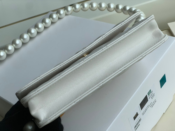 Chanel Clutch With Pearl Chain White