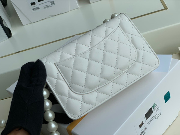 Chanel Clutch With Pearl Chain White