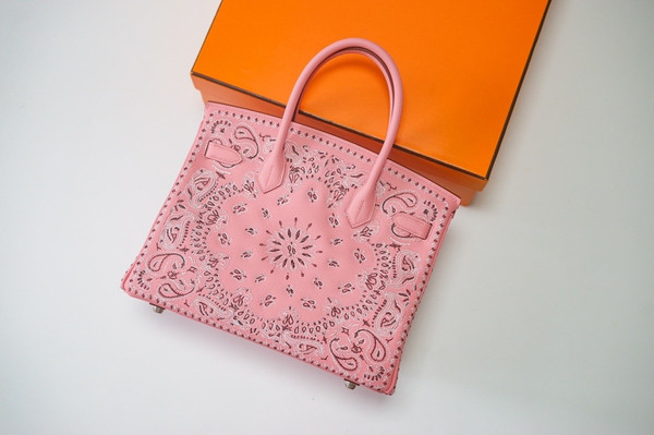 Hermes x Jay Ahr Special Edition custom-embroidering  Pink Birkin Bag 30cm Epsom Leather Palladium Hardware [Carry by Kylie Jenner, Cardi B]