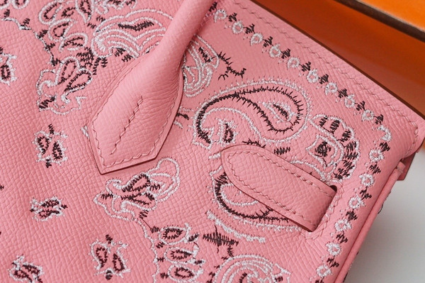 Hermes x Jay Ahr Special Edition custom-embroidering  Pink Birkin Bag 30cm Epsom Leather Palladium Hardware [Carry by Kylie Jenner, Cardi B]