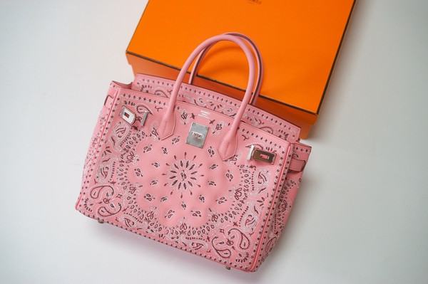 Hermes x Jay Ahr Special Edition custom-embroidering  Pink Birkin Bag 30cm Epsom Leather Palladium Hardware [Carry by Kylie Jenner, Cardi B]