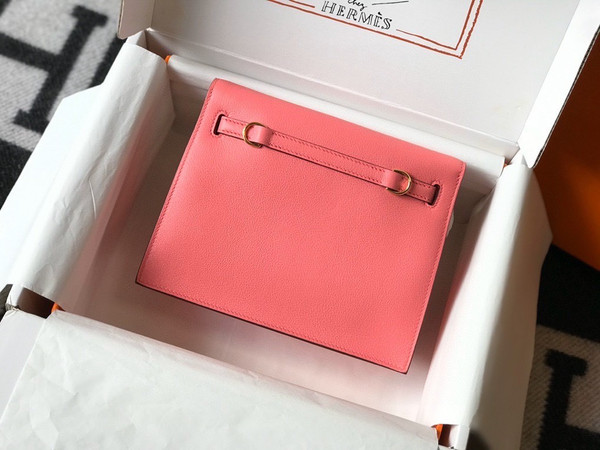Hermes 8W Rose Azalee Kelly Danse Bag Evercolour Leather Gold Hardware