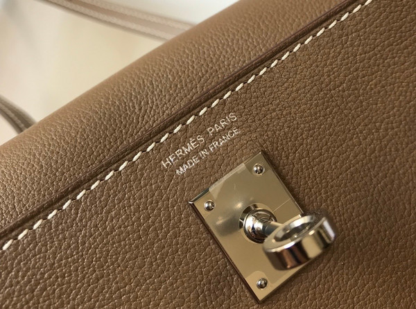 Hermes Etoupe Kelly Danse Bag Evercolour Leather Palladium Hardware