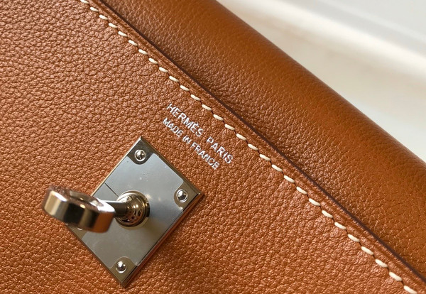 Hermes Gold Kelly Danse Bag Evercolour Leather Palladium Hardware