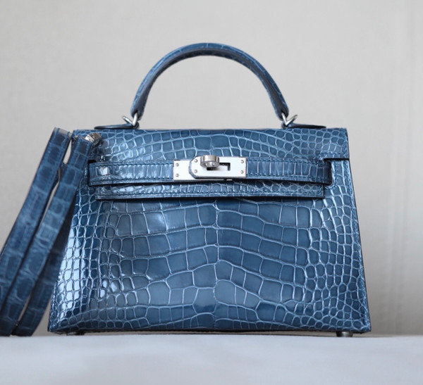 Hermes 1P Colvert Mini Kelly II 20 Alligator Palladium Hardware