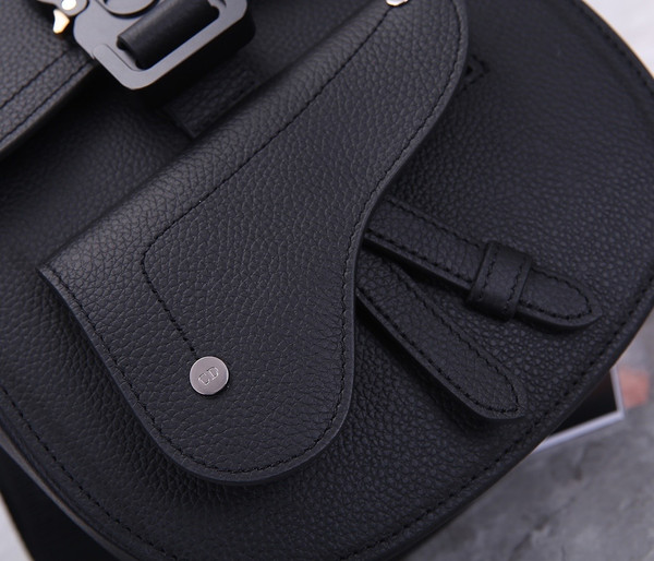Christian Dior SADDLE BACKPACK Black Grained Calfskin