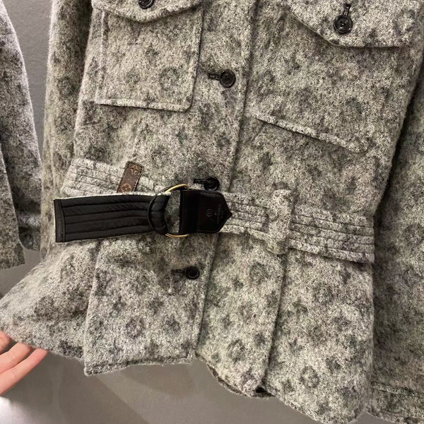 Louis Vuitton 1A81YZ  SAFARI JACKET IN GRAY BOUCLETTE WITH MONOGRAM MOTIF