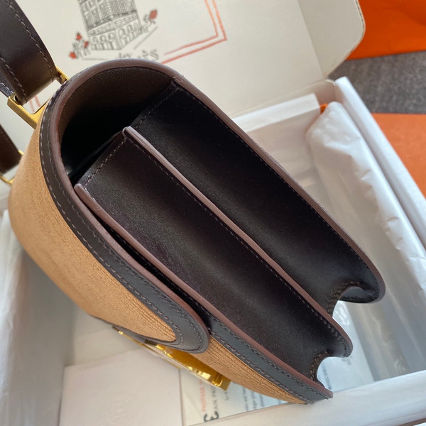 Hermès Brown Corduroy Constance 19cm  Gold GHW
