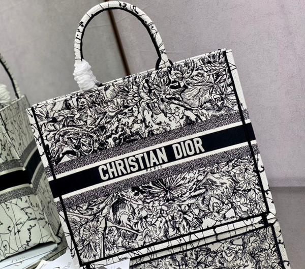Christian Dior DIOR BOOK TOTE Latte Multicolor Dior Zodiac Embroidery