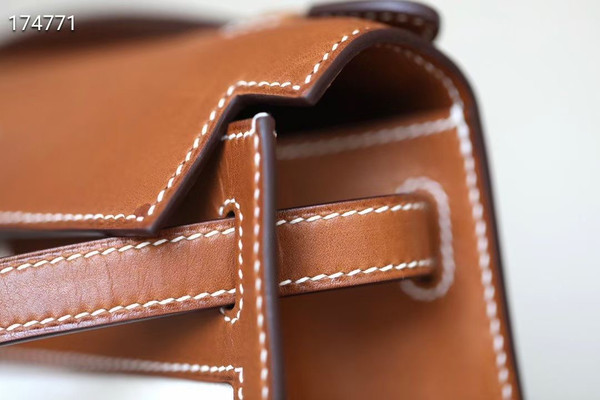 Hermès Limited Edition Mini Kelly Pochette Barenia Natara  leather/ Toile  Palladium hardware