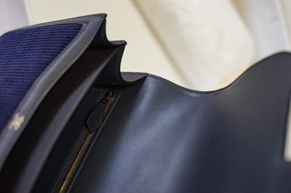 Hermès Black Corduroy Constance 19cm  Gold GHW