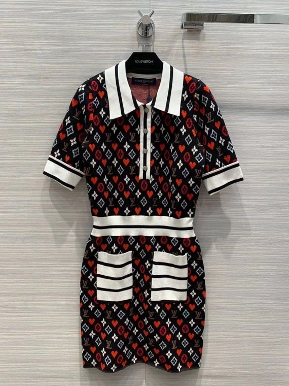 Louis Vuitton 1A8M5I  GAME ON TROMPE L’OEIL JACQUARD KNIT POLO DRESS
