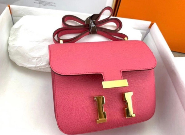 Hermes 8W Rose Azalee Constance Epsom leather 18cm Gold Hardware