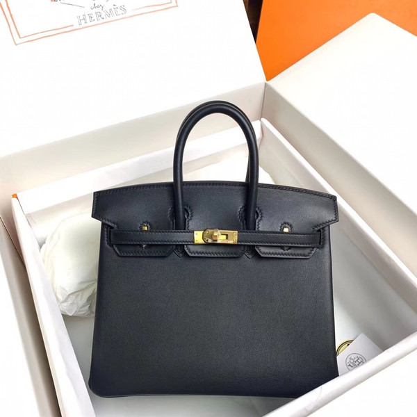Hermes Black Birkin 25 cm Swift Gold Hardware
