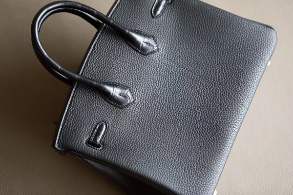 Hermès Black Niloticus Crocodile /Togo Birkin Touch 25cm Palladium Hardware