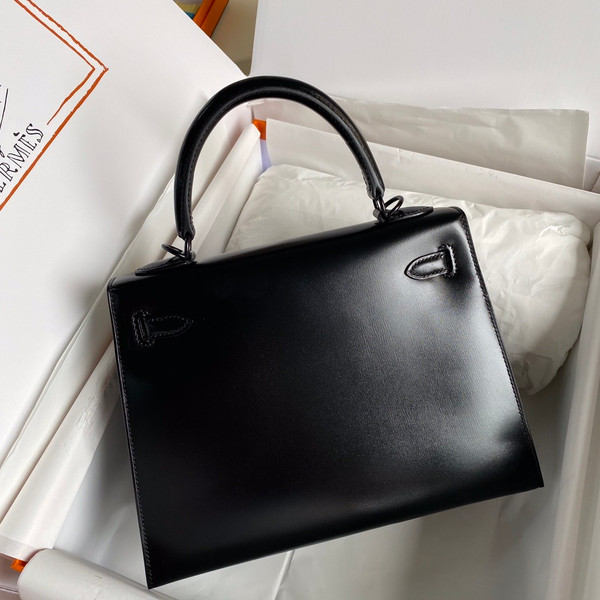 Hermès So Black Kelly 25 Box Leather Palladium Hardware