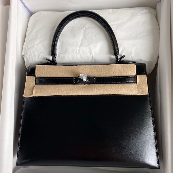 Hermès So Black Kelly 25 Box Leather Palladium Hardware