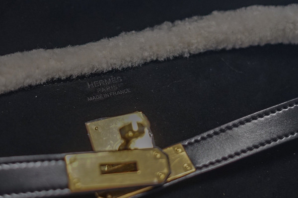[Exclusive] Hermès Kelly 35 Limited Edition Black Teddy Shearling Bag