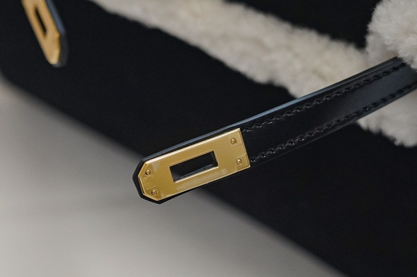 [Exclusive] Hermès Kelly 25 Limited Edition Black Teddy Shearling Bag