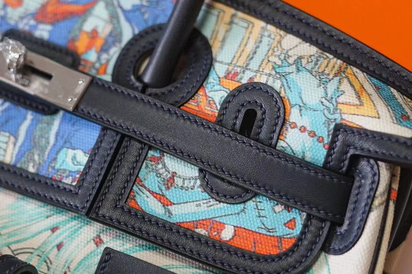 Hermes Limited Edition Cargo Birkin 35 cm Black  Swift and Multicoloured  canvas