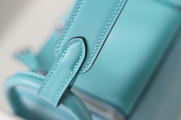 Hermes Mini Lindy 20cm Bag Blue Jean  Veau Doblis Suede Palladium  Hardware