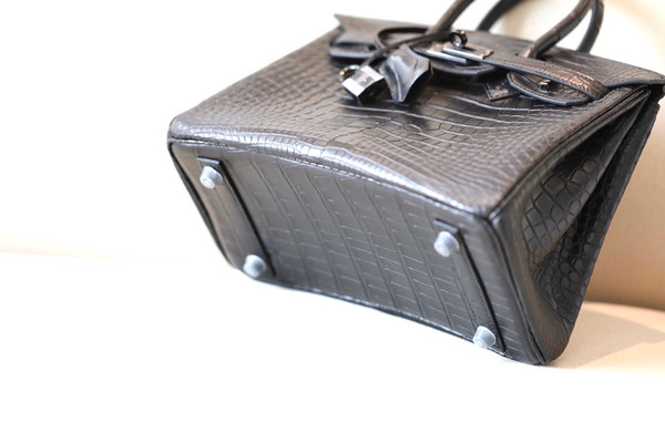 HERMES SO-BLACK BIRKIN 30 Alligator crocodile skin, Black hardware