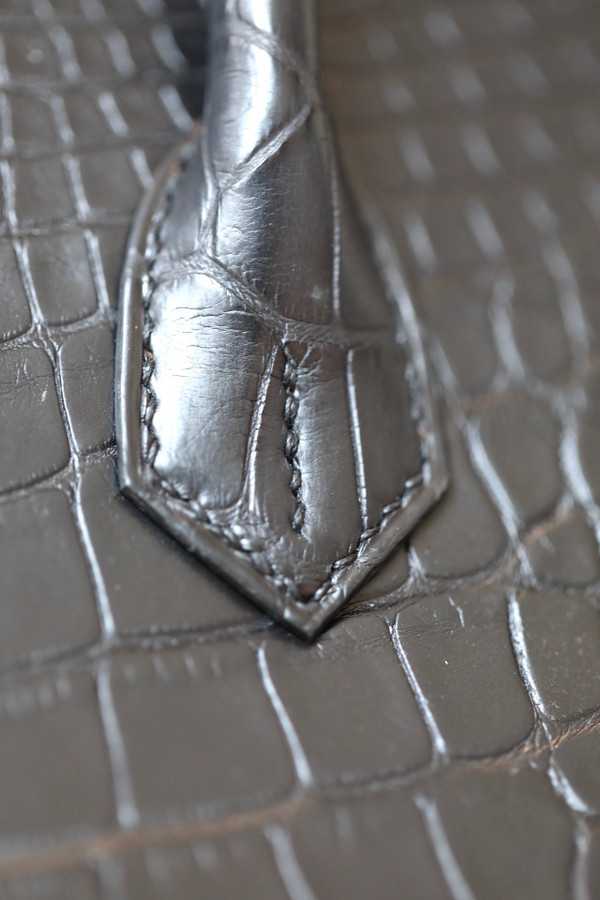 HERMES SO-BLACK BIRKIN 30 Alligator crocodile skin, Black hardware