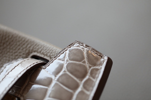 Hermès Etoupe Niloticus Crocodile /Togo Birkin Touch 25cm Gold Hardware