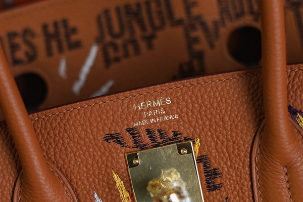 [Online Exclusive] Hermes Singapore Limited Edition Embroidered Birkin 30 Bag Gold