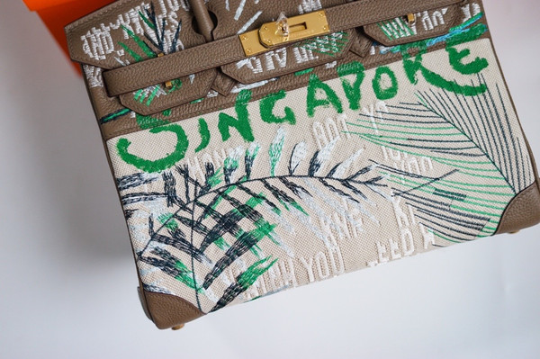 [Online Exclusive] Hermes Singapore Limited Edition Embroidered Birkin 30 Bag Etoupe