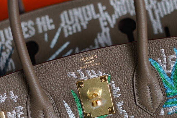 [Online Exclusive] Hermes Singapore Limited Edition Embroidered Birkin 30 Bag Etoupe