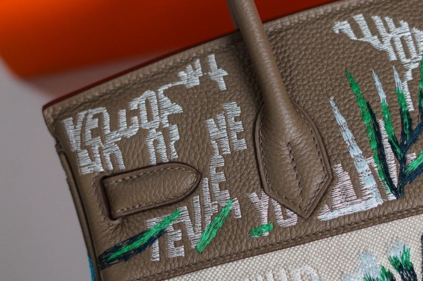 [Online Exclusive] Hermes Singapore Limited Edition Embroidered Birkin 30 Bag Etoupe