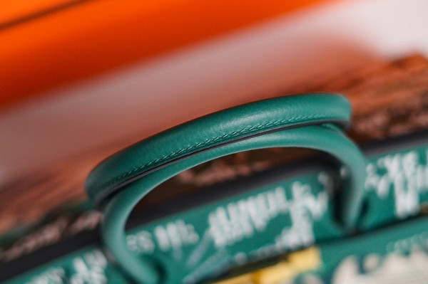 [Online Exclusive] Hermes Singapore Limited Edition Embroidered Birkin 30 Bag Green